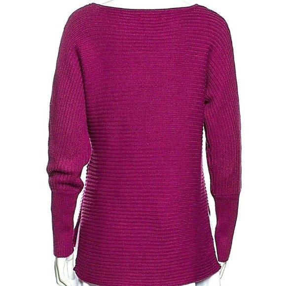 RACHEL ZOE PURPLE RIBBED HI LOW SWEATER - Picture 3 of 4